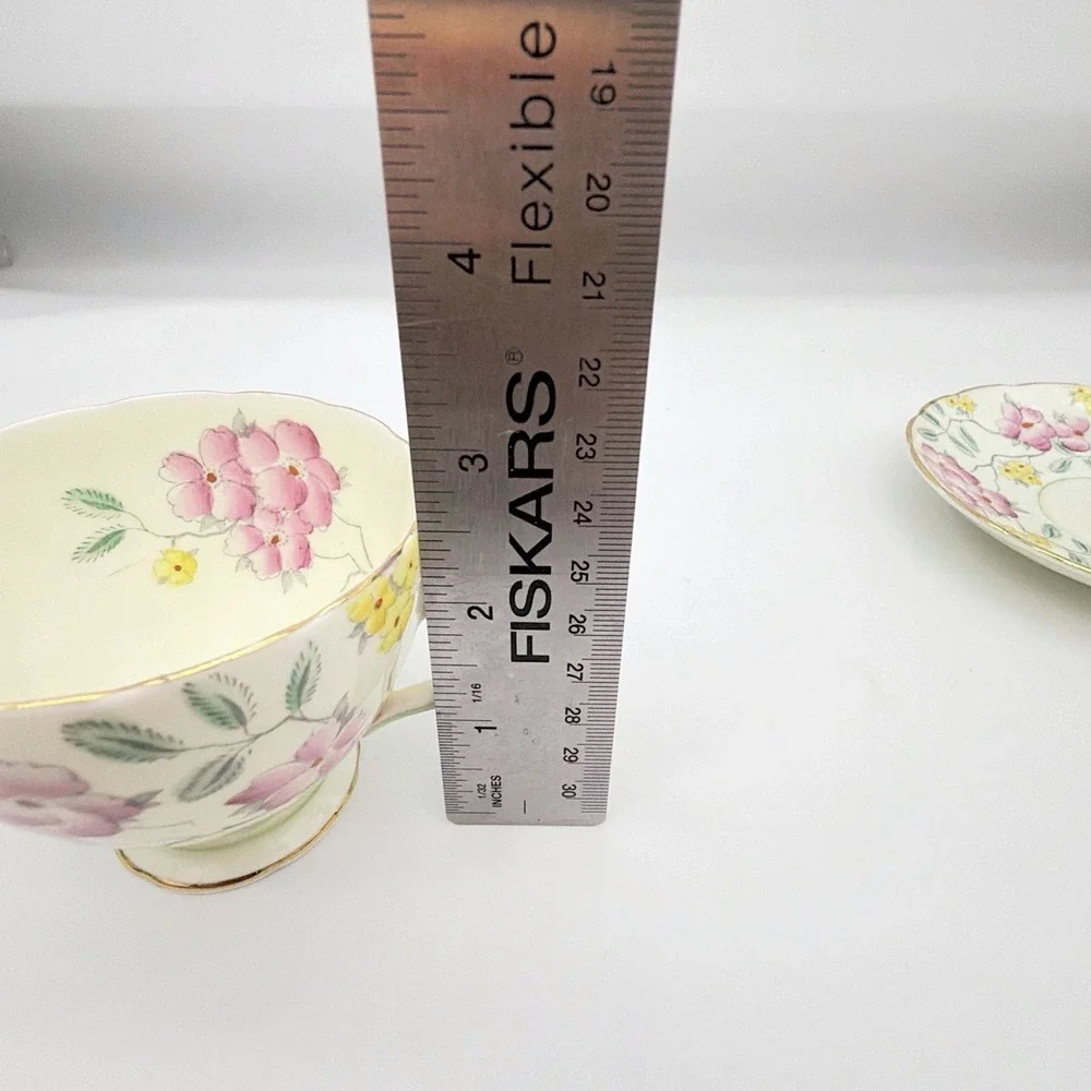 Springdale VTG Foley Bone China Tea Cup & Saucer Set V4600 Pink Yellow Floral Go